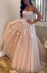 Ball Gown Strapless Purple Violet Prom Dress Lace Long Formal Gown - MyChicDress
