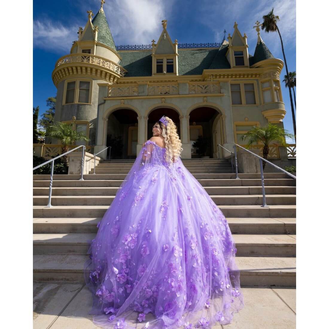 Best Sweet 15 Gowns Lilac Quinceanera Dress Cape Sleeve Sweetheart - MyChicDress