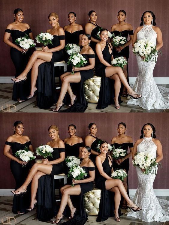 Black Mismatched Bridesmaid Dresses Mermaid Wedding Guest Dress MyChicDress