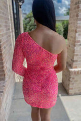 Blingbling Long Sleeve Mini Homecoming Dress Light Blue Mermaid - MyChicDress