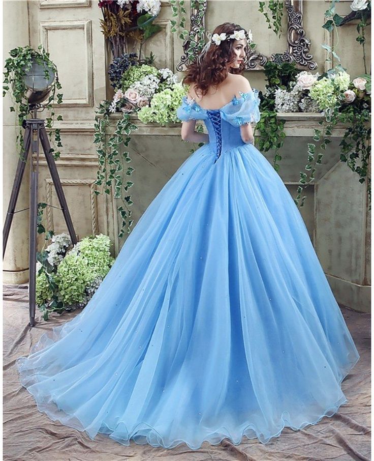 Princess Ball Gown Blue Quinceanera Dresses Tulle Sweet 16 Dresses