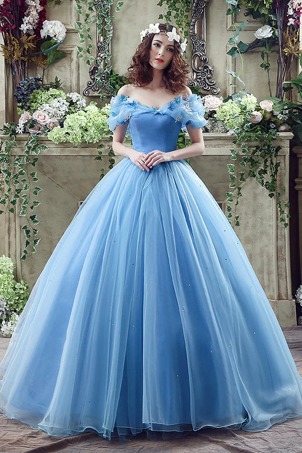 Princess Ball Gown Blue Quinceanera Dresses Tulle Sweet 16 Dresses