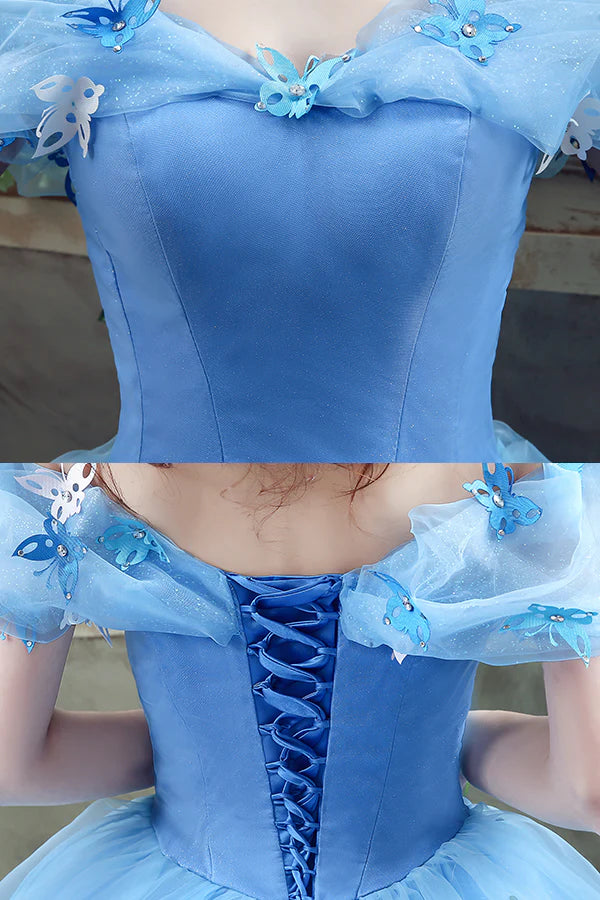 Princess Ball Gown Blue Quinceanera Dresses Tulle Sweet 16 Dresses