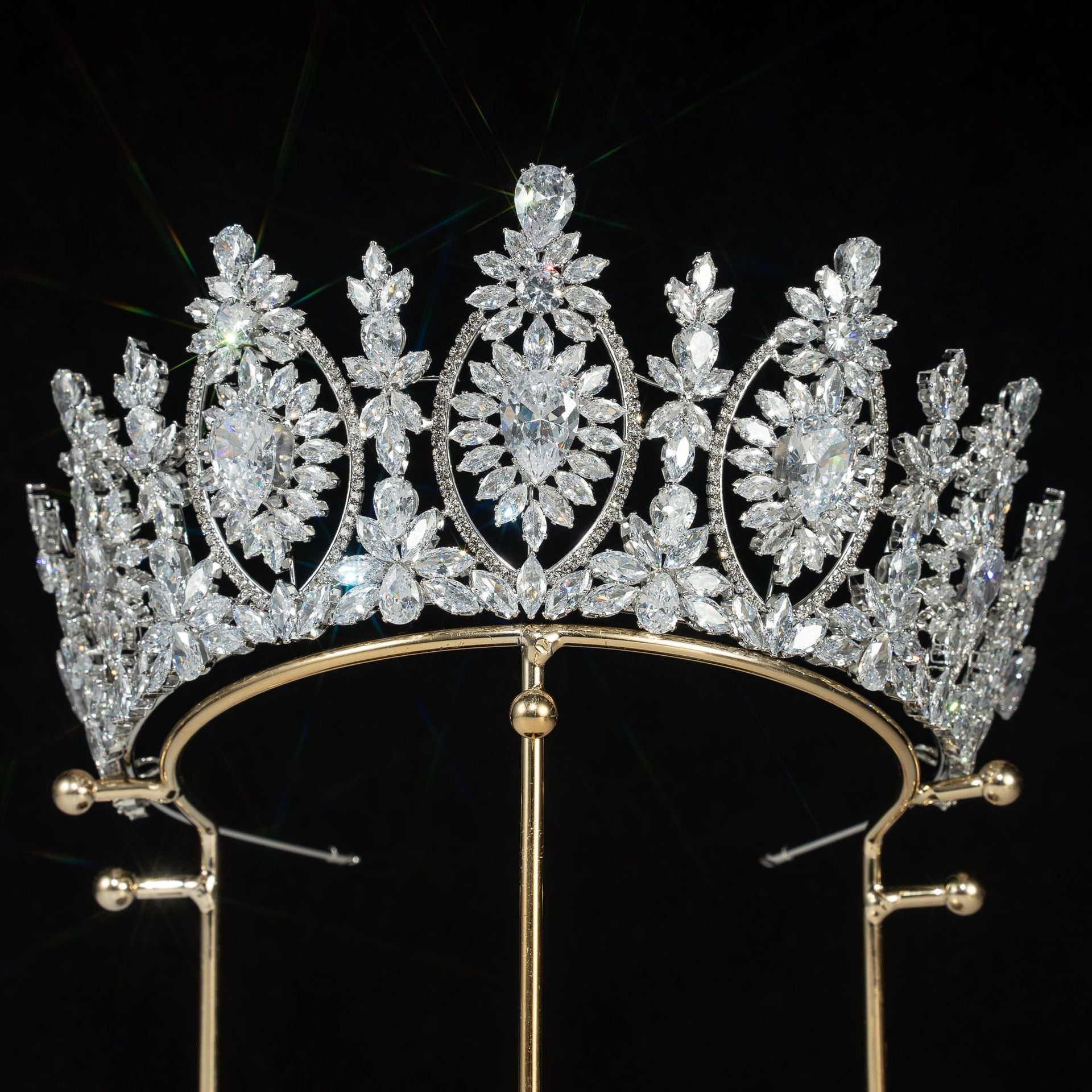 silver Bridal Crown Zircon Baroque Headband Quince Crown Hair Accessories
