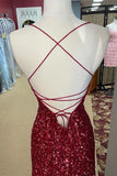Burgundy Tight Homecoming Dress Short Sequined Hoco Dress