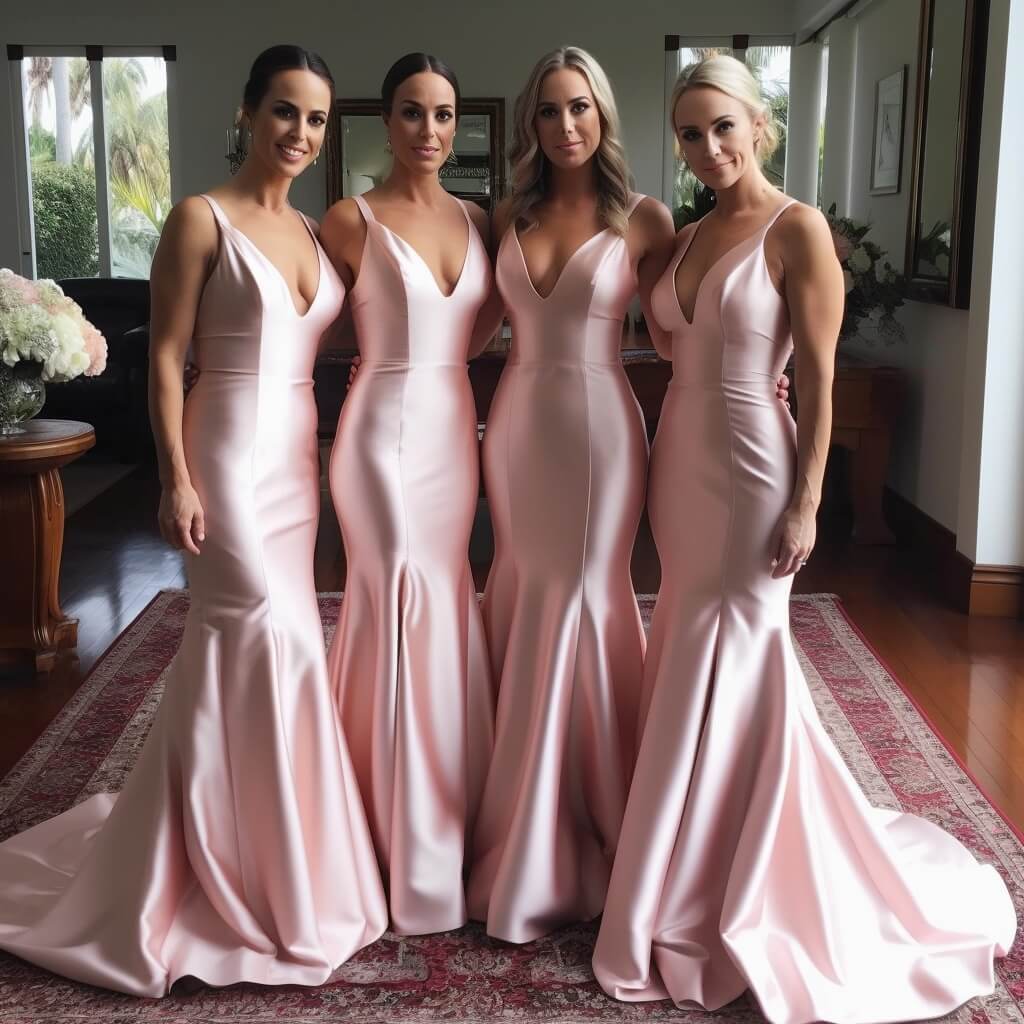Cheap Long Pink Bridesmaid Dresses