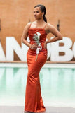 Cheap Maxi Rust Bridesmaid Dresses Long Sexy Mermaid Wedding Guest Dress