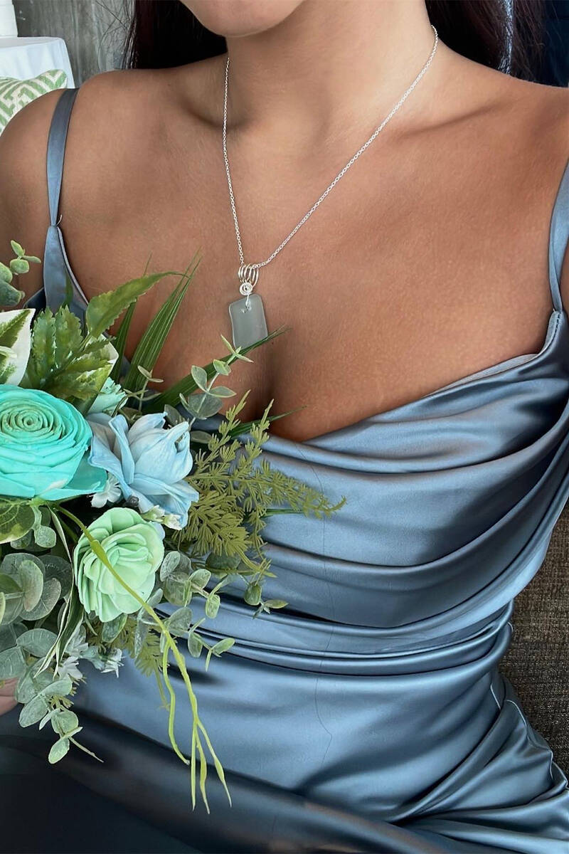 Cheap Satin Dusty Blue Wedding Guest Dress Long Formal Dress Cowl Neck - MyChicDress