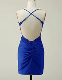 Cheap Short Tighted Homecoming Dresses Royal Blue with Beaded