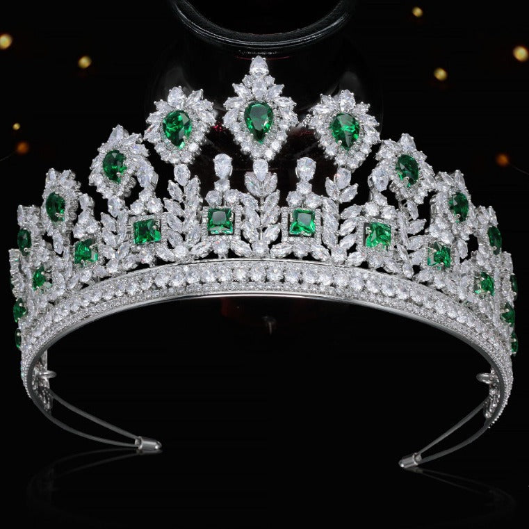 Crystals Emerald Green Quinceanera Crowns Rhinestone Wedding Crowns