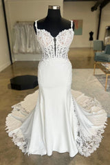 Custom Made Mermaid Lace Wedding Dresses Open Back V Neck - MyChicDress