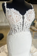 Custom Made Mermaid Lace Wedding Dresses Open Back V Neck