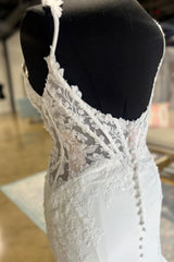 Custom Made Mermaid Lace Wedding Dresses Open Back V Neck