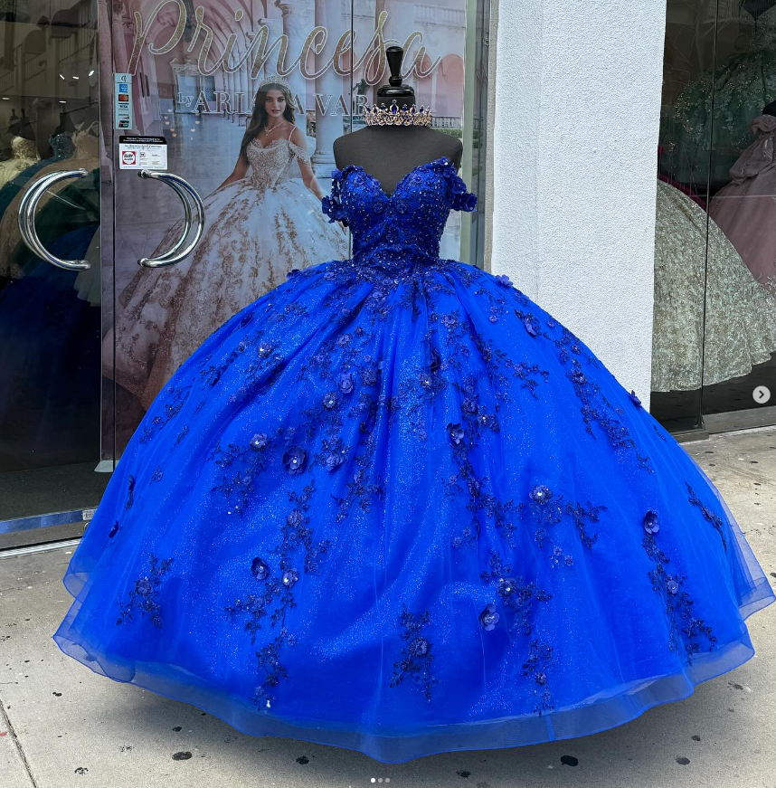 Customized Royal Blue Quinceanera Dresses Beading Flowers Vestidos De 15 Anos