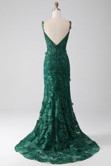 Dark Green Prom Dresses Lace Mermaid Formal Dress Long - MyChicDress