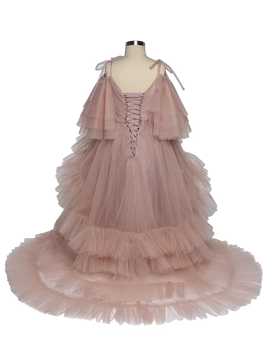 dusty pink Tulle Flower Girls Dress for Wedding Party Girl PhotoShoot Dress