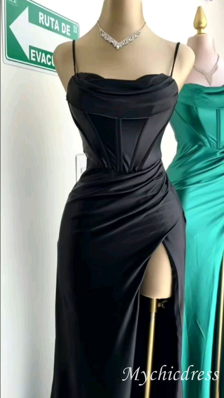 Floor Length Green Mermaid Formal Wedding Guest Dress With Slit - MyChicDress