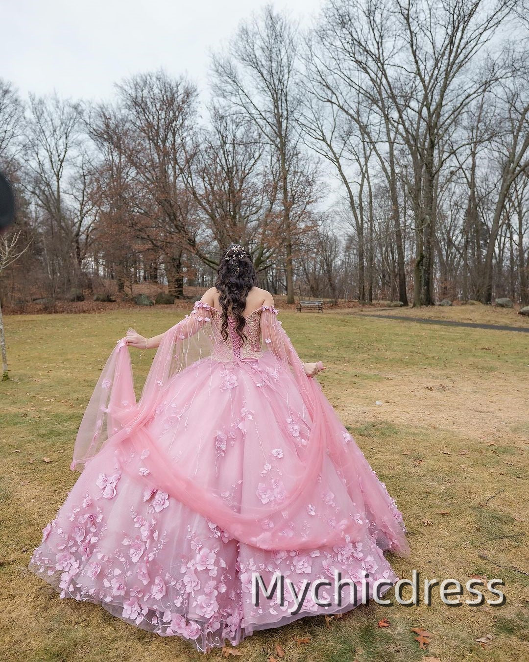 Floor Length Pink  Sweet 15 Quinceanera Dress Ball Gowns Mychicdress