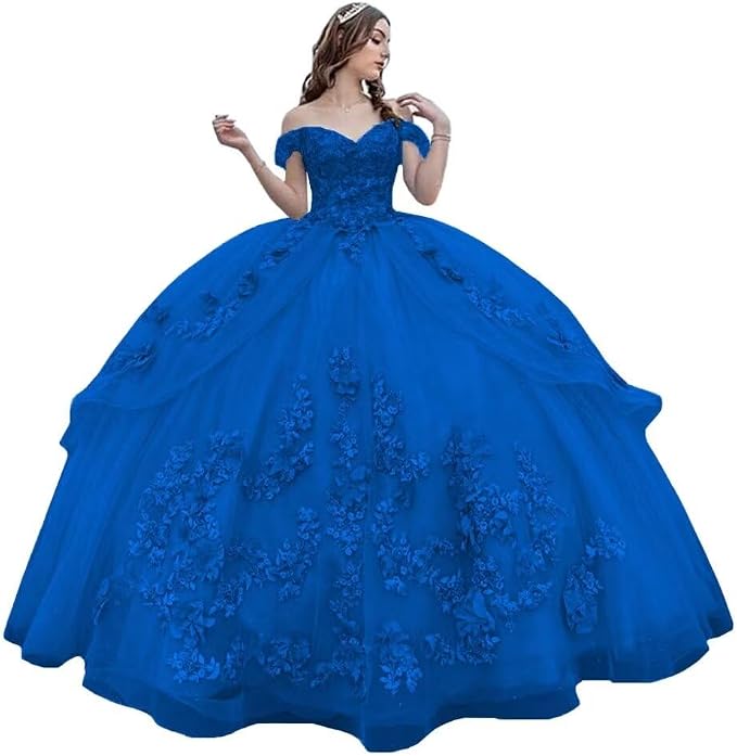 Princess Lace Lilac Quinceanera Dress Ball Gown 3D Flowers Sweet 16 Dress