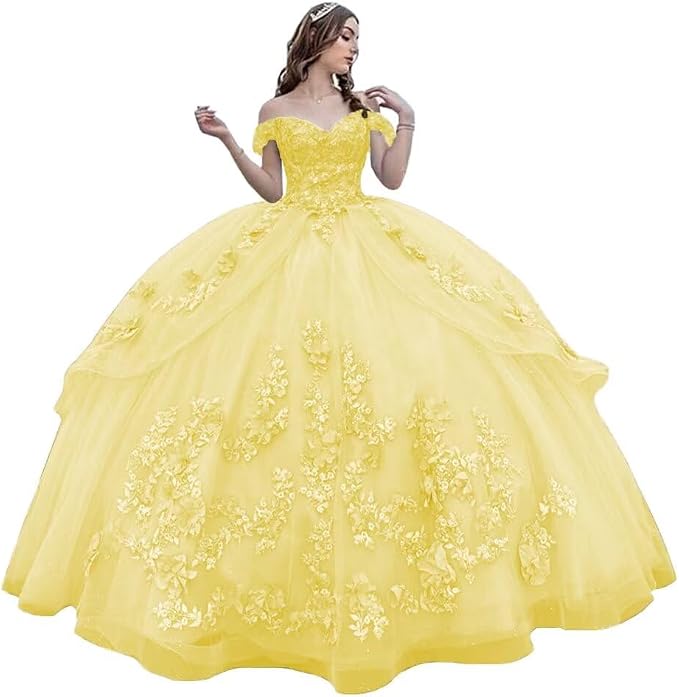 Princess Lace Lilac Quinceanera Dress Ball Gown 3D Flowers Sweet 16 Dress