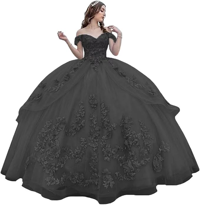 Princess Lace Lilac Quinceanera Dress Ball Gown 3D Flowers Sweet 16 Dress