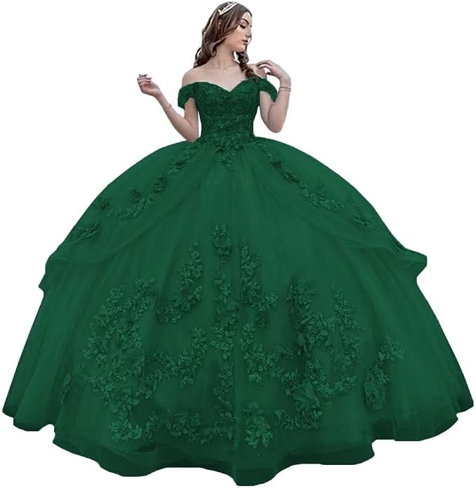 Princess Lace Lilac Quinceanera Dress Ball Gown 3D Flowers Sweet 16 Dress