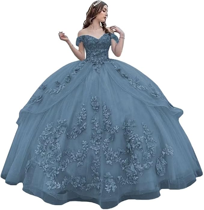 Princess Lace Lilac Quinceanera Dress Ball Gown 3D Flowers Sweet 16 Dress