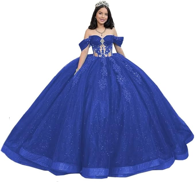 Glitter Emerald Green Vestidos De 15 Anos Tulle Illusion Quinceanera Dresses