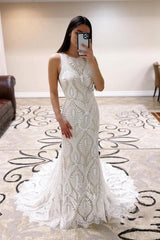 Gorgeous Mermaid Lace Wedding Dress Beach Sleeveless