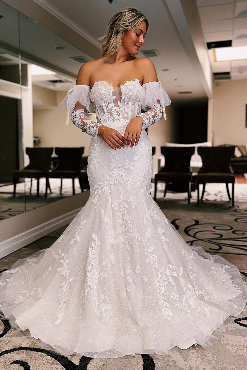 Corset White Lace Wedding Dresses