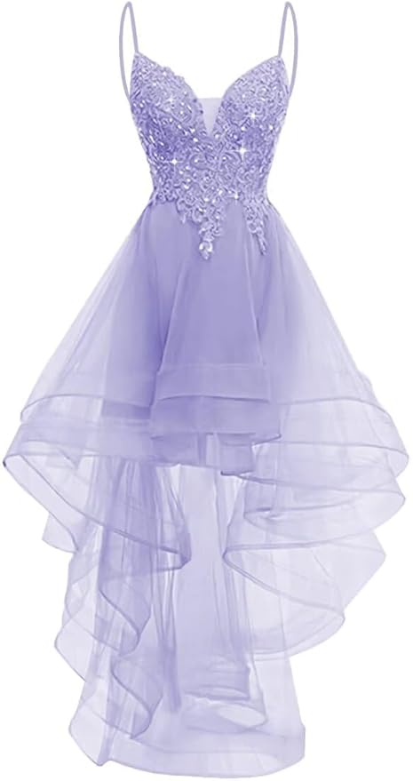 High Low lavender Homecoming Dresses for Teens Short Glitter Quinceanera Dress Mychicdress