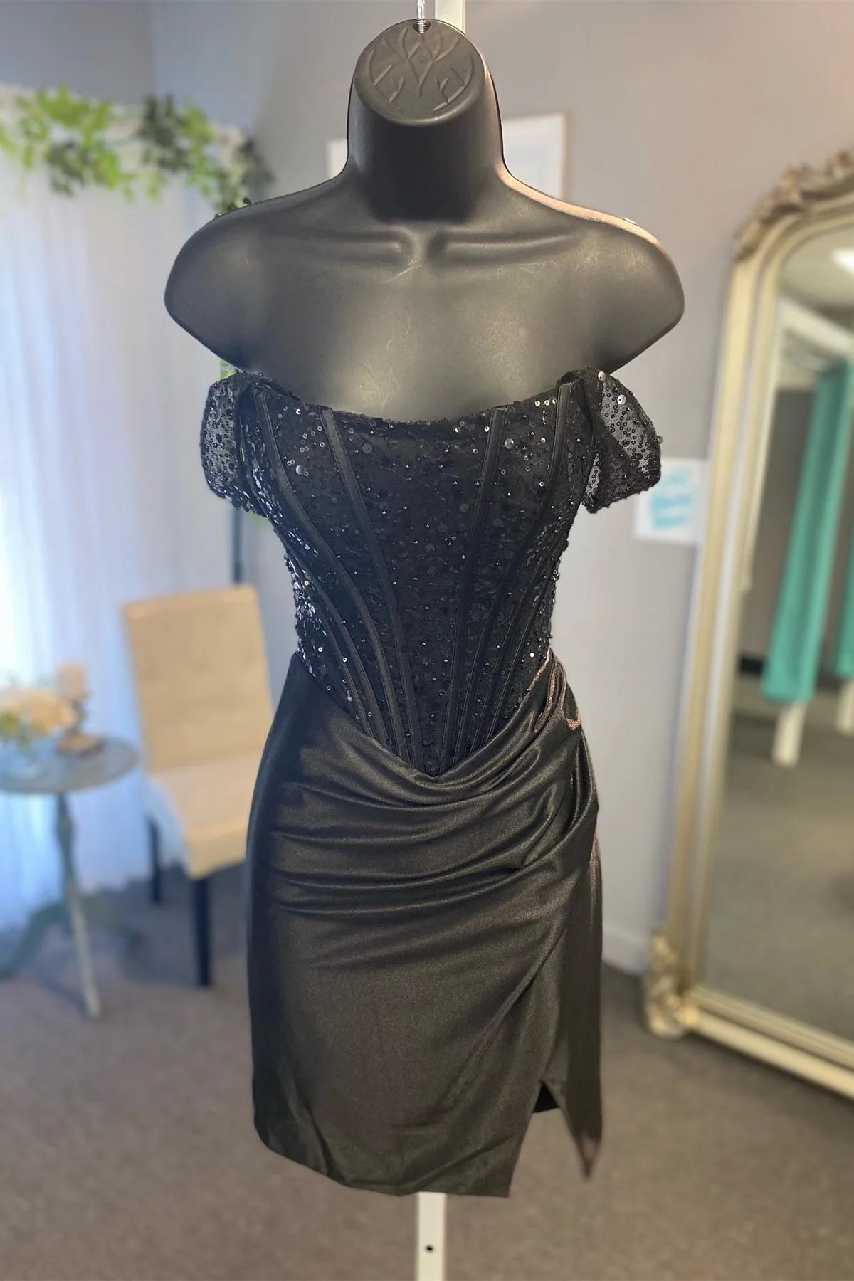 Black Corset Hoco Dresses Short Off Shoulder - MyChicDress