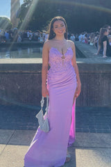 Hot Mermaid Lilac Prom Dresses V-neck Ruched Formal Dress Online