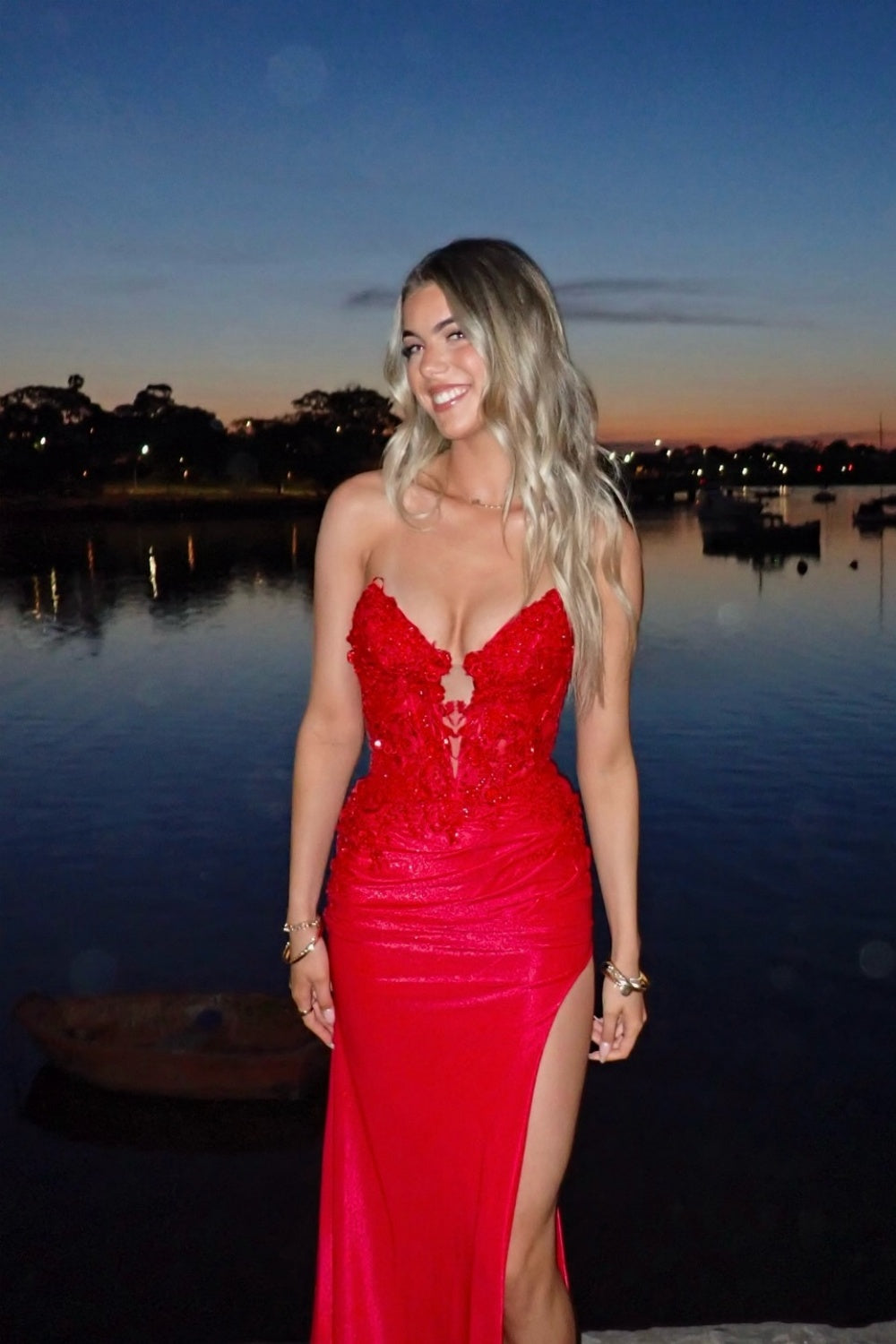 Hot Mermaid Lilac Prom Dresses V-neck Ruched Formal Dress Online