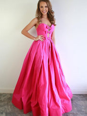 2024 Pink Formal Evening Dresses Satin Strapless Prom Dresses Long