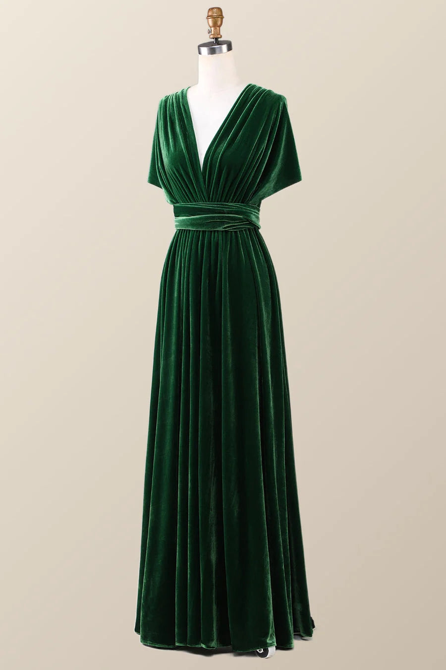 Infinity Dark Green Velvet Bridesmaid Dress