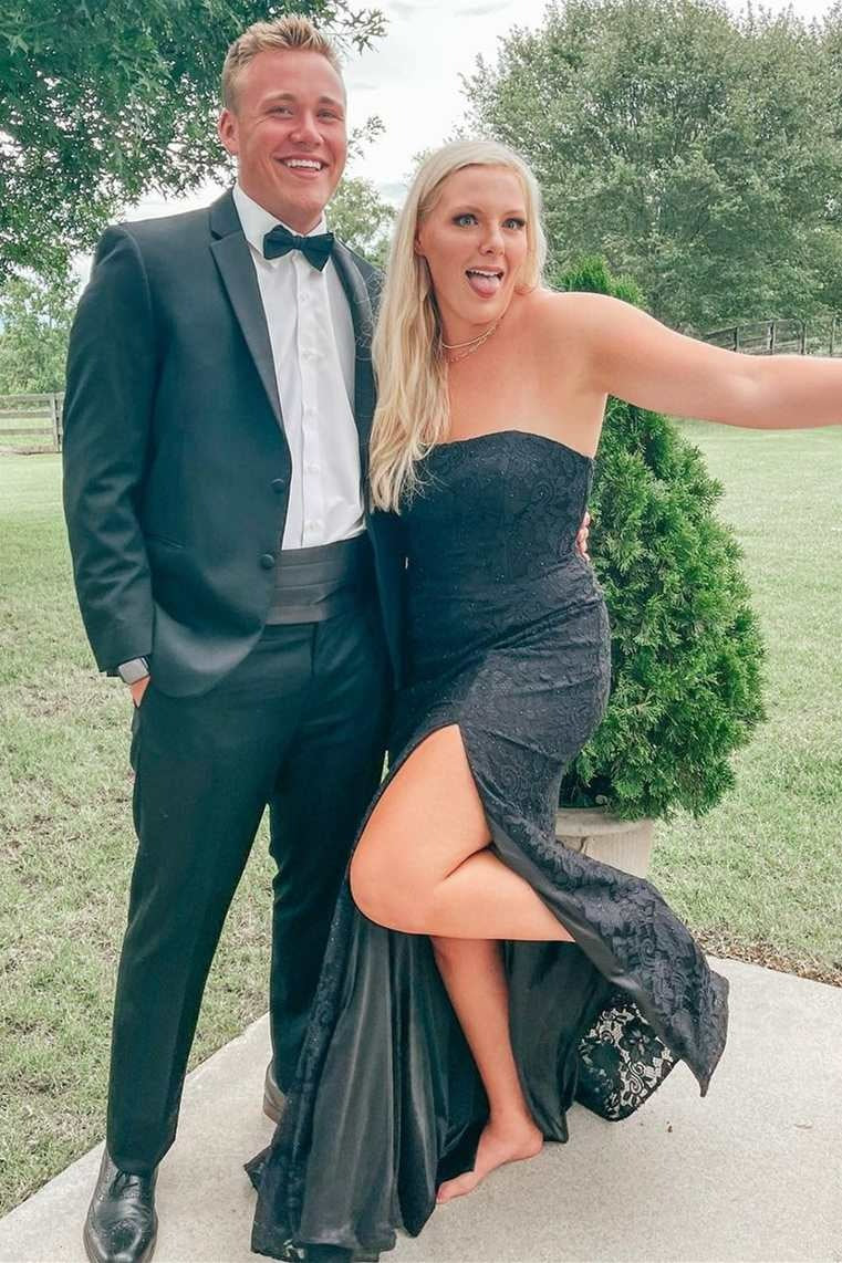 Lace Black Formal Dress Strapless Mermaid Prom Dress - MyChicDress