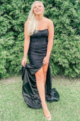 Lace Black Formal Dress Strapless Mermaid Prom Dress - MyChicDress