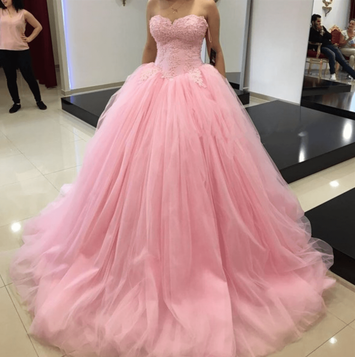 Lace Pink Quinceanera Dress