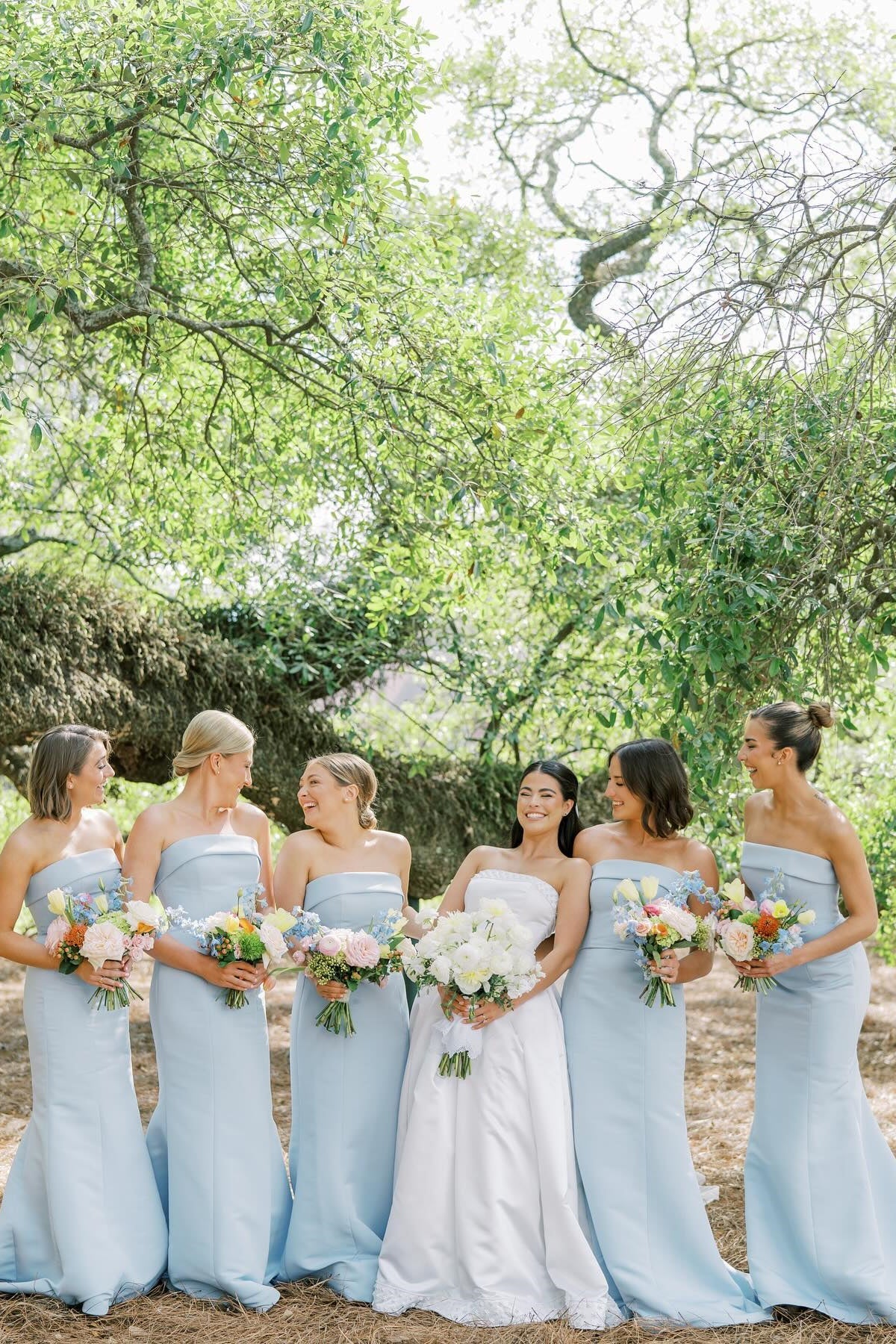 Light Blue Crepe Wedding Party Dress Satin Sheath Long Bridesmaid Gown