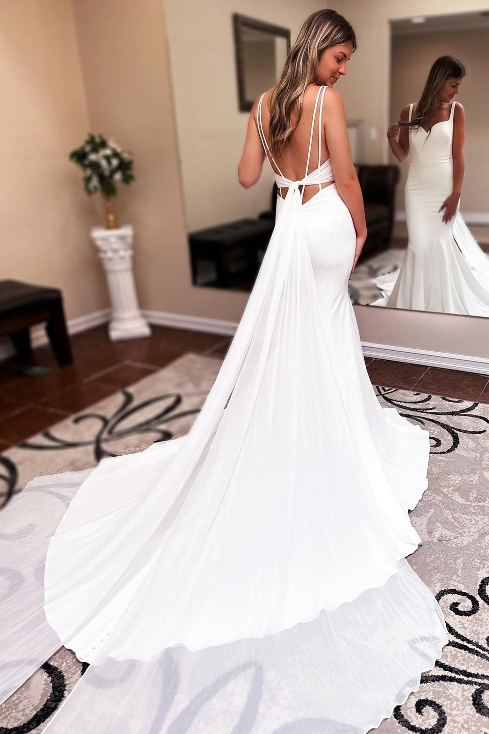 Long Chiffon Boho Wedding Dress Summer Sweetheart Backless - MyChicDress