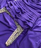 Long Purple Mermaid  Prom Dress Square Neck Formal Dress Straps With Beadings