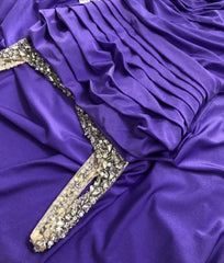2024 Long Purple Mermaid  Prom Dress Square Neck Formal Dress Straps With Beadings