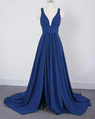 Long Straps V Neck Burgundy Beach Wedding Guest Dress High Slit - MyChicDress