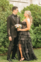Long Tiered Pink Formal Dresses Corset Lace Prom Dress A-Line - MyChicDress