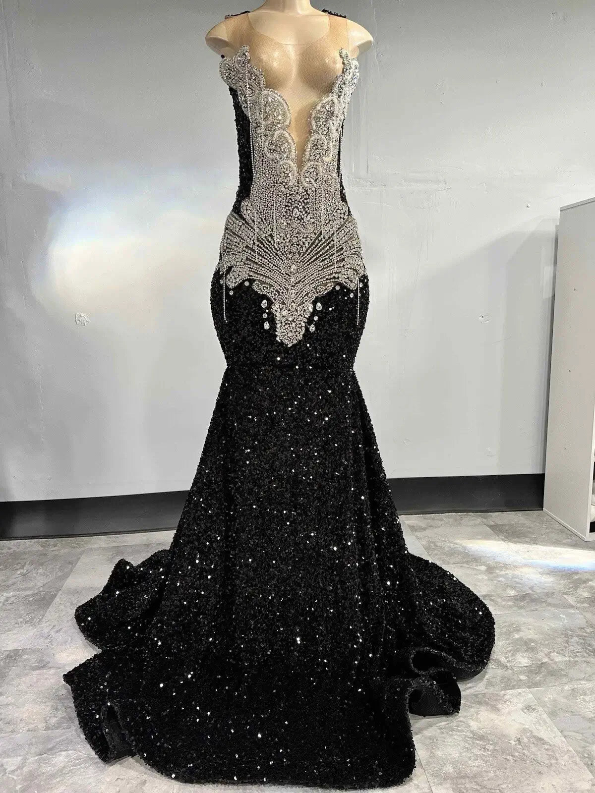 Luxury Sparkly Prom Dresses Royal Blue Sequin Mermaid for Black Girl