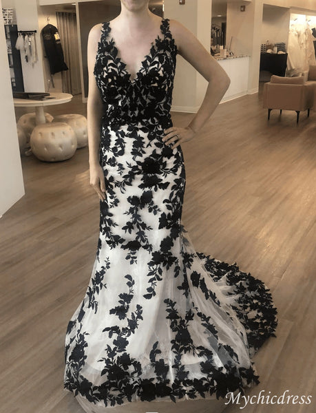 MermaidBlackWhiteWeddingDresse