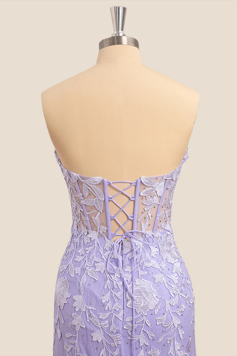 Mermaid Corset Lavender Formal Dress Lace Long - MyChicDress