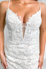 Mermaid Lace Boho Wedding Dresses Beach V Neck Sleeveless - MyChicDress