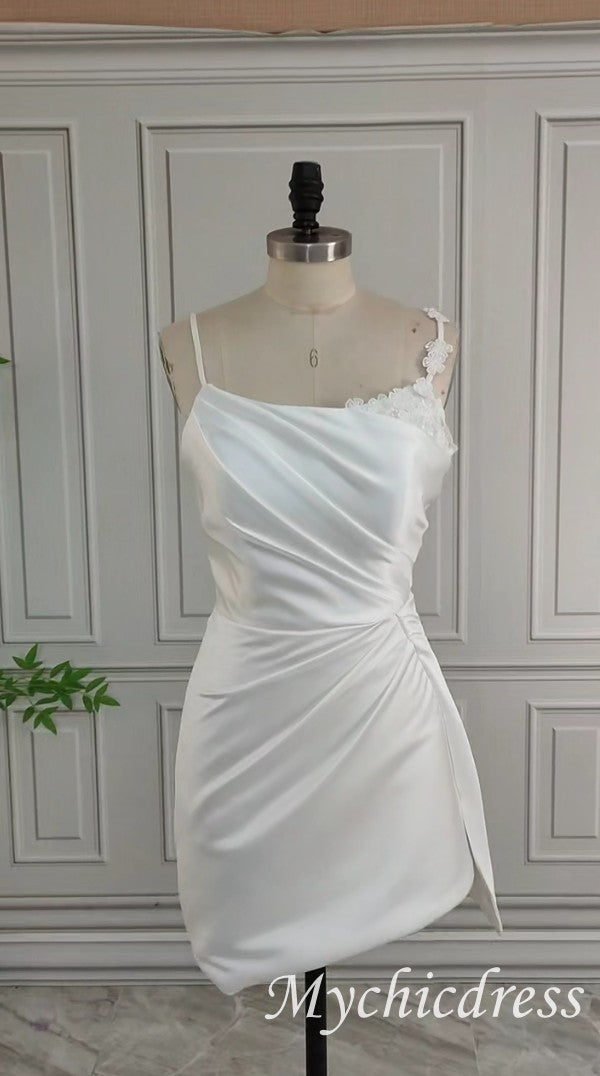 Mermaid Mini Short Wedding Dress Spaghetti Straps with Appliques - MyChicDress